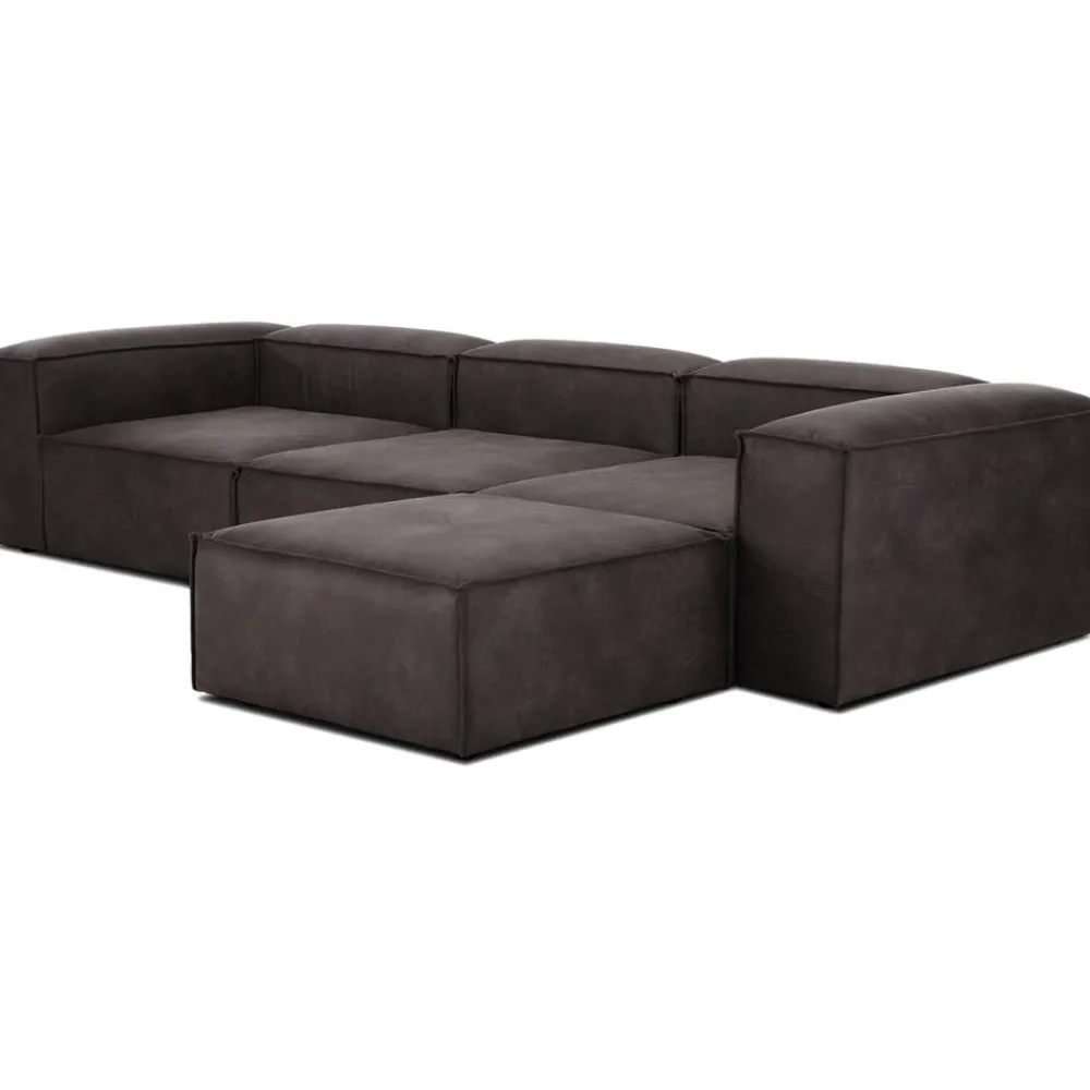 Divano Componibile 4 Posti In Pelle Riciclata Con Poggiapiedi Lennon*Westwing Collection Hot