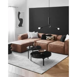 Divano Componibile 4 Posti In Pelle Riciclata Con Poggiapiedi Lennon*Westwing Collection Sale