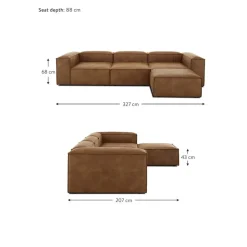 Divano Componibile 4 Posti In Pelle Riciclata Con Poggiapiedi Lennon*Westwing Collection Sale