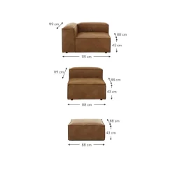 Divano Componibile 4 Posti In Pelle Riciclata Con Poggiapiedi Lennon*Westwing Collection Sale