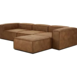 Divano Componibile 4 Posti In Pelle Riciclata Con Poggiapiedi Lennon*Westwing Collection Sale