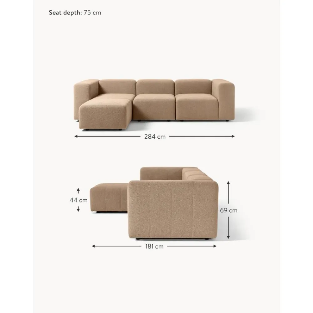 Divano Componibile 4 Posti In Boucle Con Poggiapiedi Lena*Westwing Collection Fashion