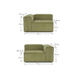 Divano Componibile 3 Posti In Velluto A Coste Lennon*Westwing Collection Discount