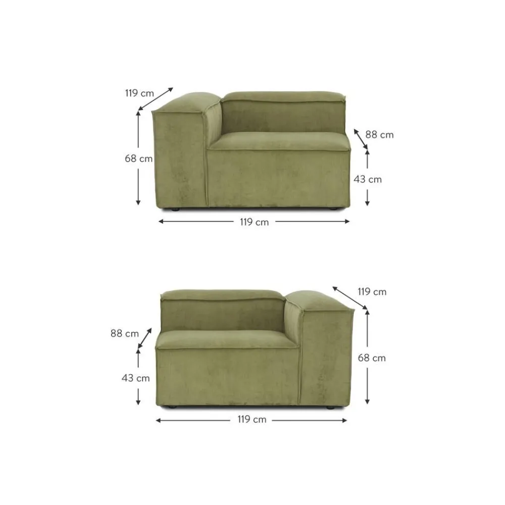 Divano Componibile 3 Posti In Velluto A Coste Lennon*Westwing Collection Discount