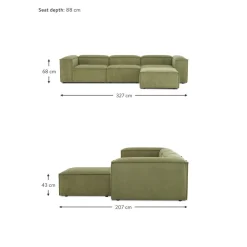 Divano Componibile 4 Posti In Velluto A Coste Con Poggiapiedi Lennon*Westwing Collection Hot