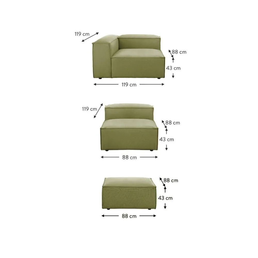 Divano Componibile 4 Posti In Velluto A Coste Con Poggiapiedi Lennon*Westwing Collection Hot