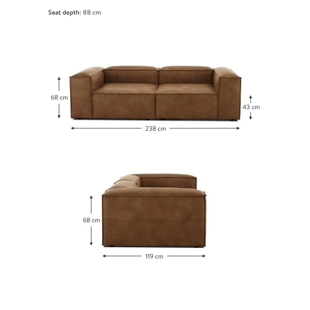 Divano Componibile 3 Posti In Pelle Riciclata Lennon*Westwing Collection New