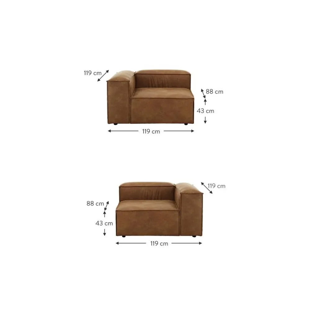 Divano Componibile 3 Posti In Pelle Riciclata Lennon*Westwing Collection New