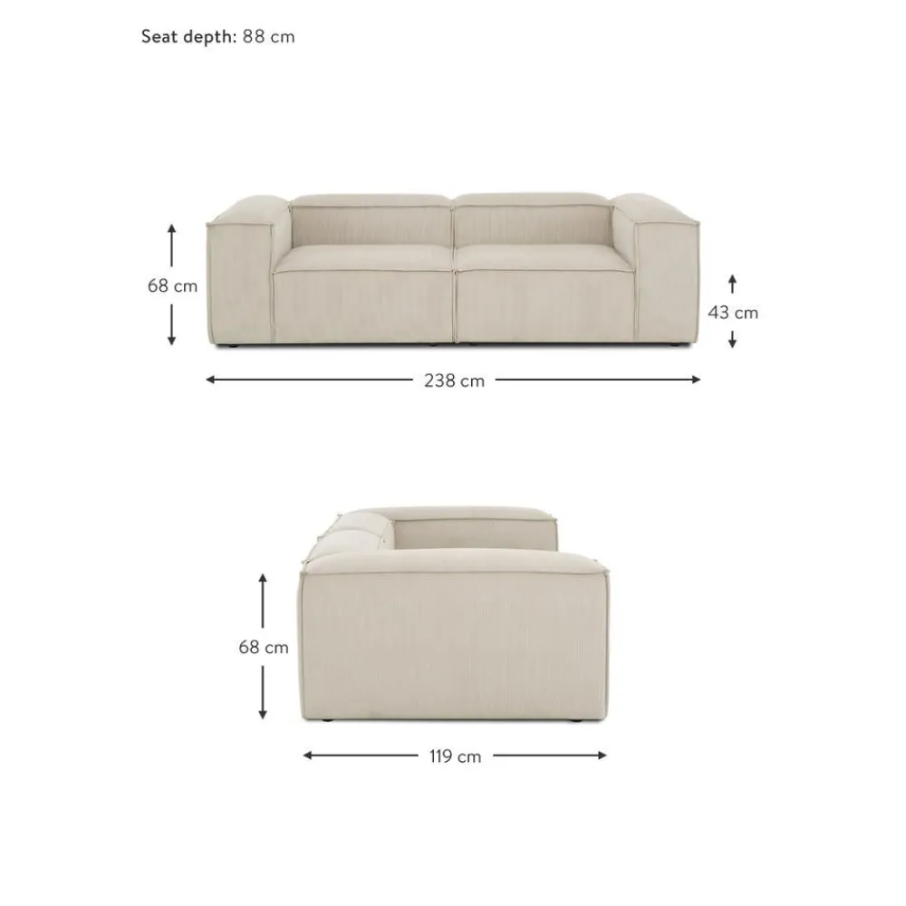 Divano Componibile 3 Posti In Velluto A Coste Lennon*Westwing Collection Discount