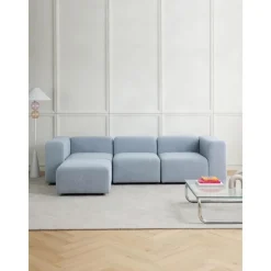 Divano Componibile 4 Posti In Boucle Con Poggiapiedi Lena*Westwing Collection New