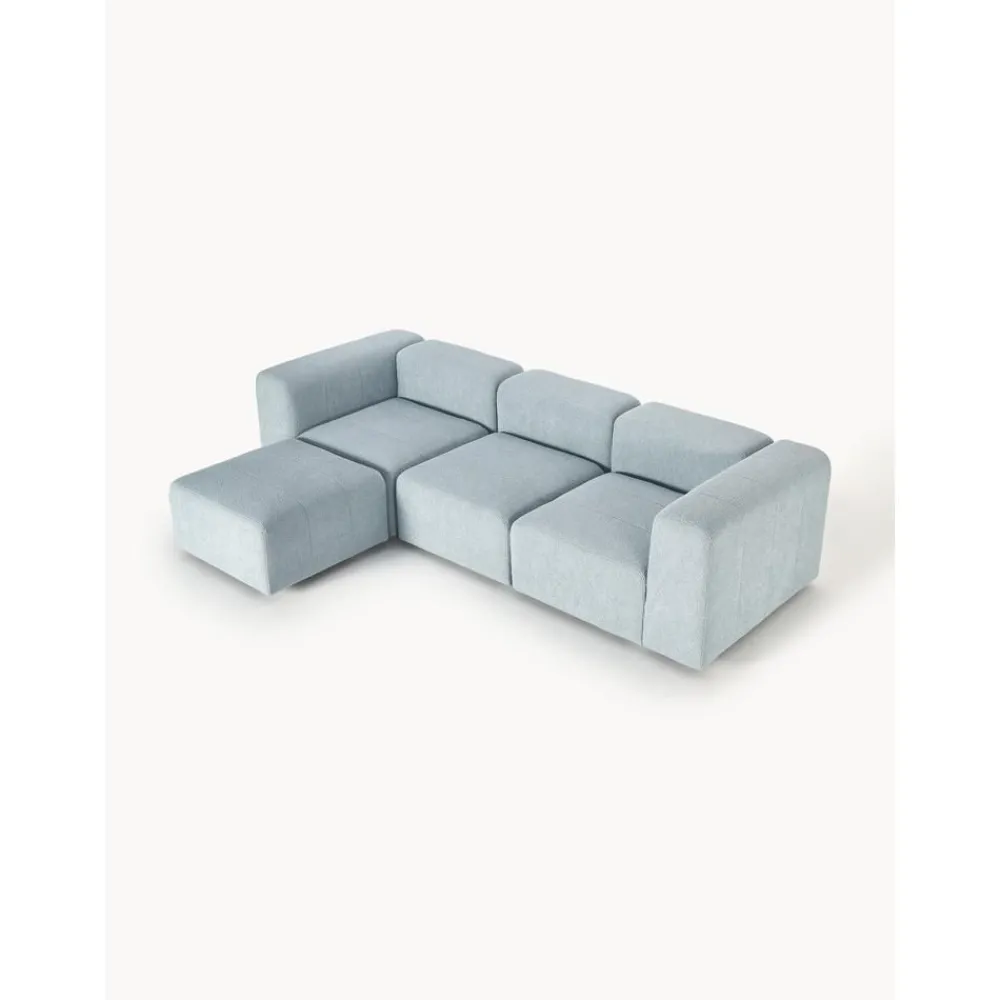 Divano Componibile 4 Posti In Boucle Con Poggiapiedi Lena*Westwing Collection New