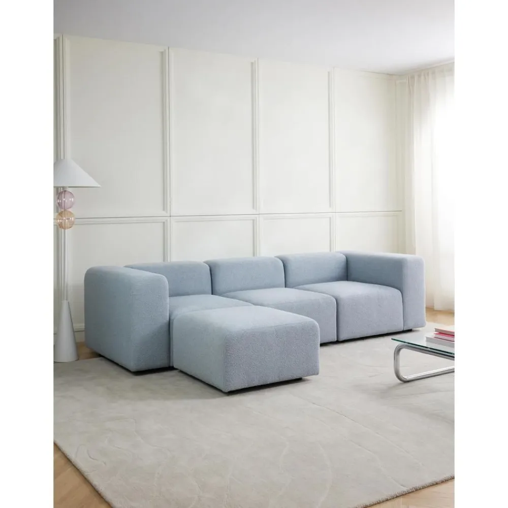 Divano Componibile 4 Posti In Boucle Con Poggiapiedi Lena*Westwing Collection New