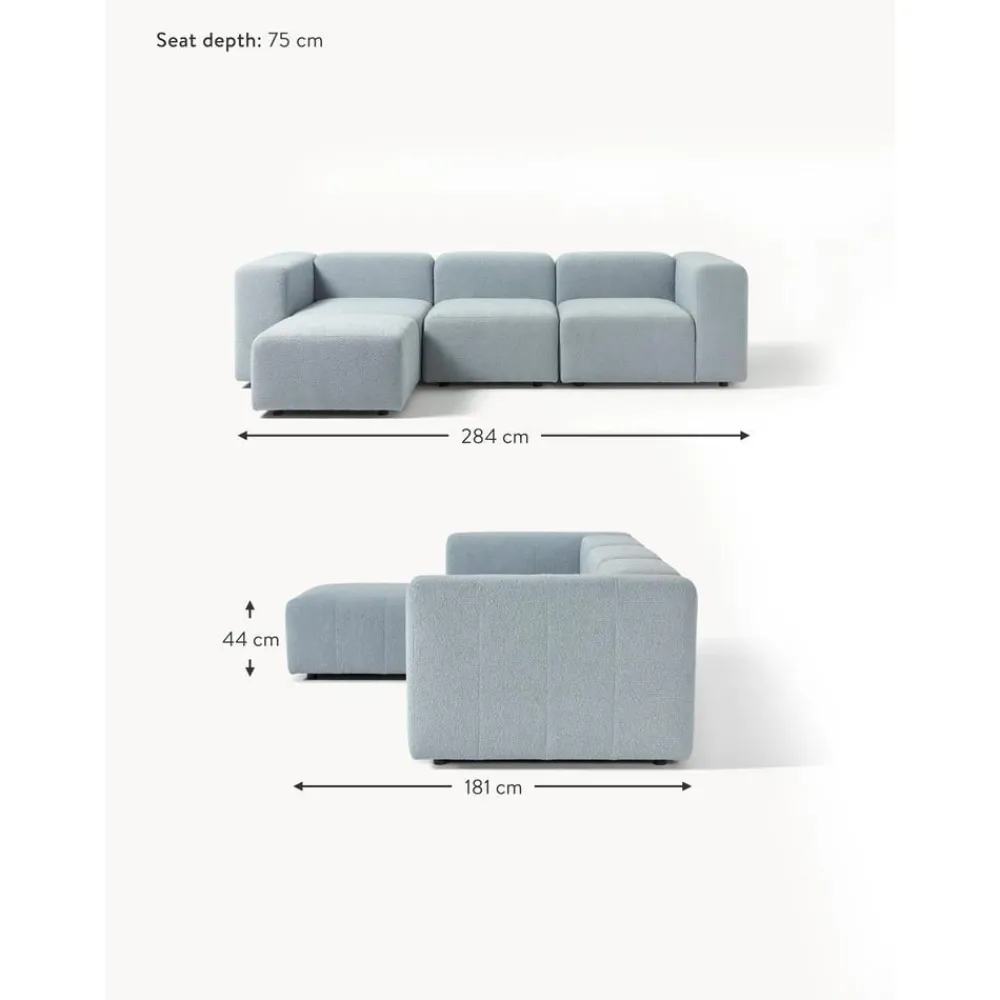 Divano Componibile 4 Posti In Boucle Con Poggiapiedi Lena*Westwing Collection New
