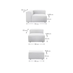 Divano Componibile 4 Posti Con Poggiapiedi Lennon*Westwing Collection New