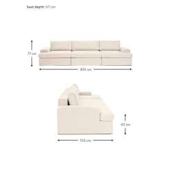 Divano Componibile 4 Posti Con Rivestimento Sfoderabile Russell*Westwing Collection New