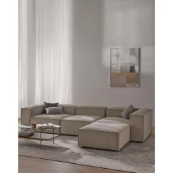 Divano Componibile 4 Posti In Velluto A Coste Con Poggiapiedi Lennon*Westwing Collection Hot