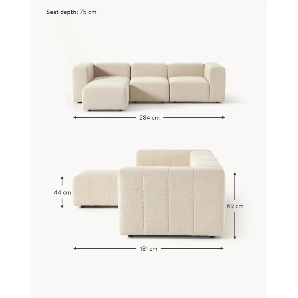 Divano Componibile 4 Posti In Boucle Con Poggiapiedi Lena*Westwing Collection Sale
