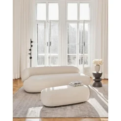 Divano Curvo 3 Posti In Teddy Alba*Westwing Collection Outlet