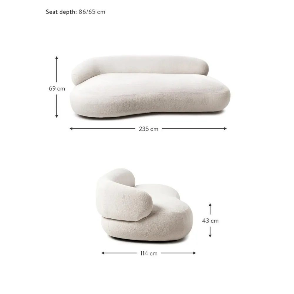 Divano Curvo 3 Posti In Teddy Alba*Westwing Collection Outlet