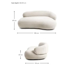 Divano Curvo 2 Posti In Teddy Alba*Westwing Collection Outlet