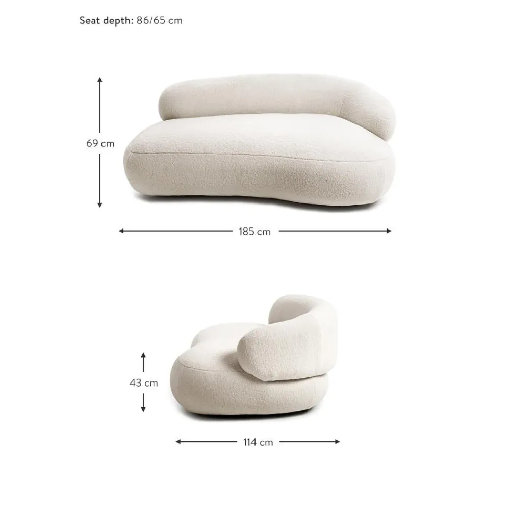 Divano Curvo 2 Posti In Teddy Alba*Westwing Collection Outlet