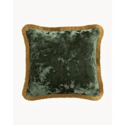 Federa Arredo In Velluto Verde Scuro Con Frange Cyrus*Westwing Collection Clearance