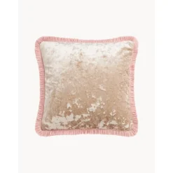 Federa Arredo In Velluto Beige Con Frange Cyrus*Westwing Collection Best