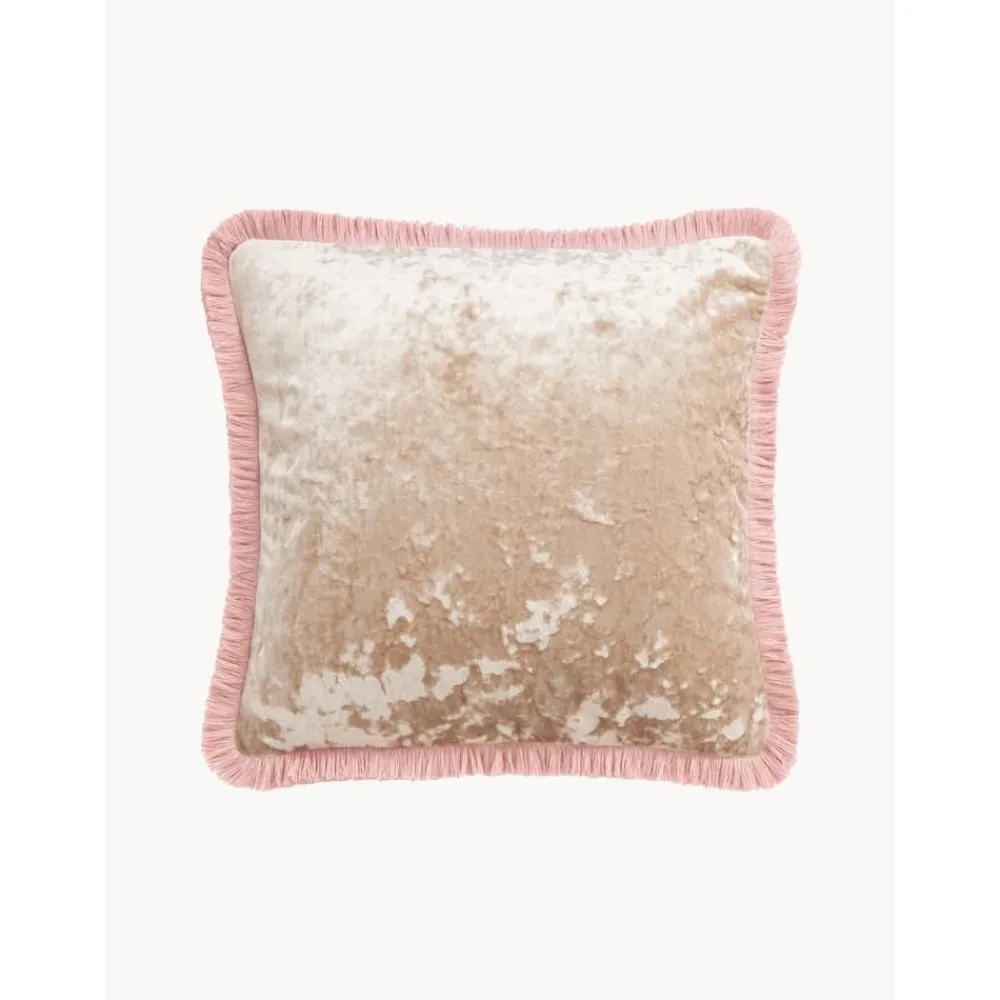 Federa Arredo In Velluto Beige Con Frange Cyrus*Westwing Collection Best