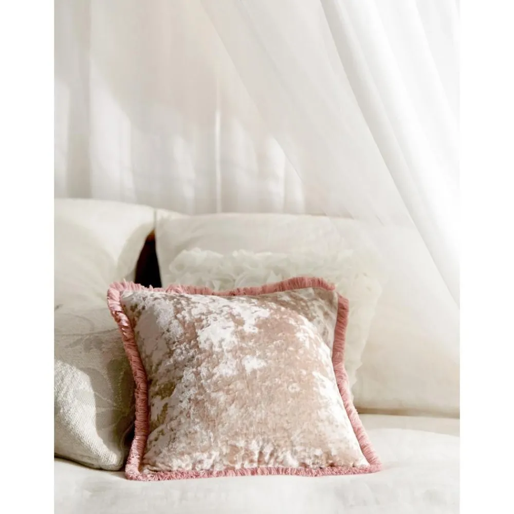 Federa Arredo In Velluto Beige Con Frange Cyrus*Westwing Collection Best