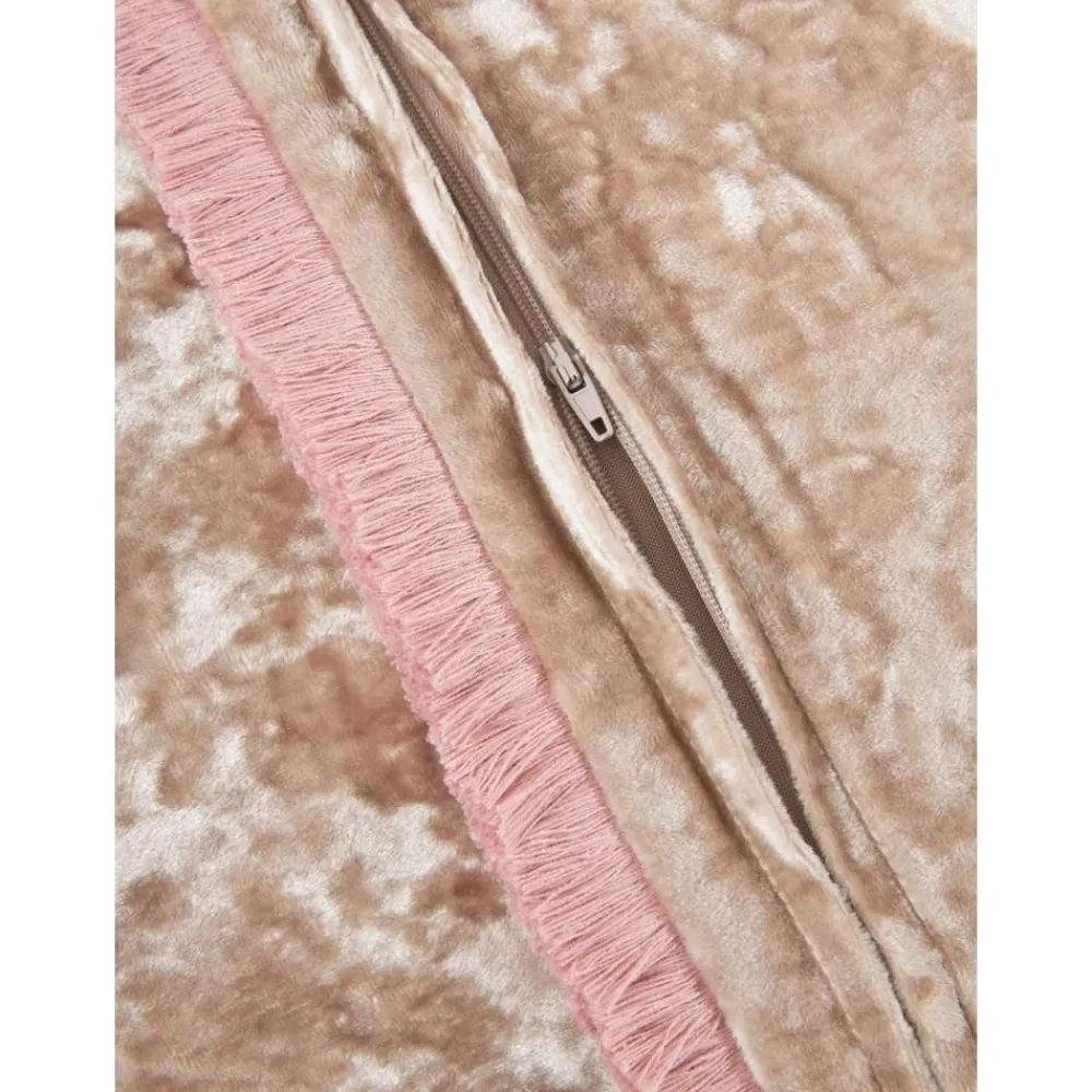 Federa Arredo In Velluto Beige Con Frange Cyrus*Westwing Collection Best