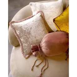 Federa Arredo In Velluto Beige Con Frange Cyrus*Westwing Collection Best