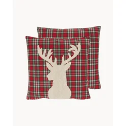 Federa Arredo Reversibile A Quadri Con Motivo Cervo Donner*Westwing Collection New