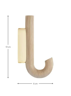 Gancio Da Parete In Legno Di Quercia Umbrella, In Diverse Dimensioni