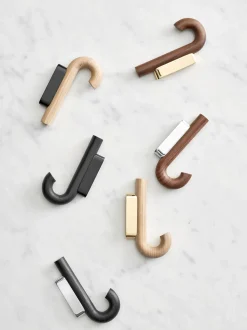 Gancio Da Parete In Legno Di Quercia Umbrella, In Diverse Dimensioni