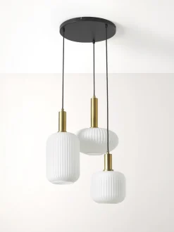 Lampada A Sospensione Cluster In Vetro Opalino Candela