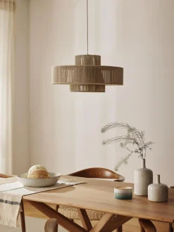 Lampada A Sospensione Grande In Fili Di Lino Lace