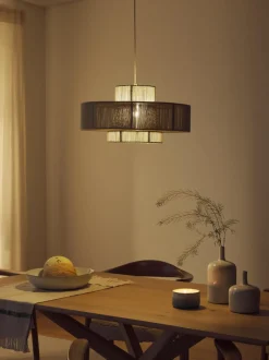 Lampada A Sospensione Grande In Fili Di Lino Lace