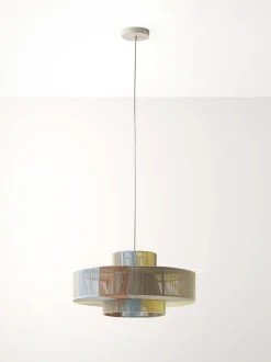 Lampada A Sospensione Grande In Fili Di Lino Lace