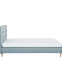 Letto Imbottito Con Piedini In Legno Moon