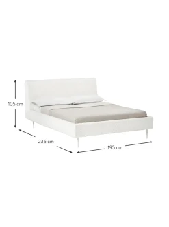 Letto Imbottito In Tessuto Teddy Bianco Layla