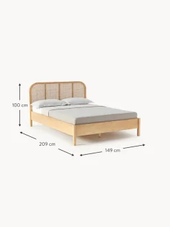 Letto In Legno Con Testiera In Vimini Jones