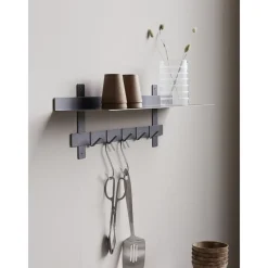 Mensola Da Parete In Metallo Nero Con 5 Ganci Tag*House Doctor Hot