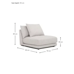 Modulo Centrale In Tessuto Grigio Chiaro Jasmin*Westwing Collection Best