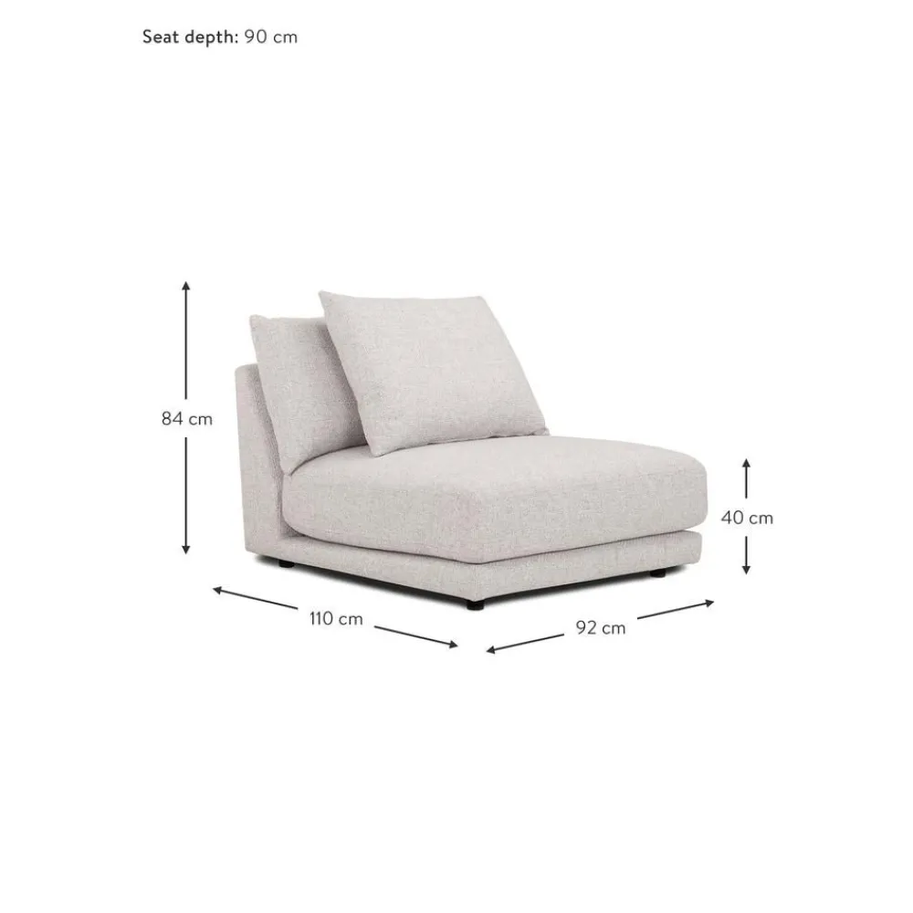 Modulo Centrale In Tessuto Grigio Chiaro Jasmin*Westwing Collection Best