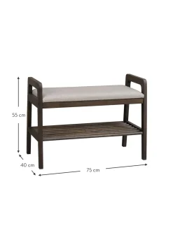 Panca Imbottita Con Ripiano In Legno Di Quercia Inverness