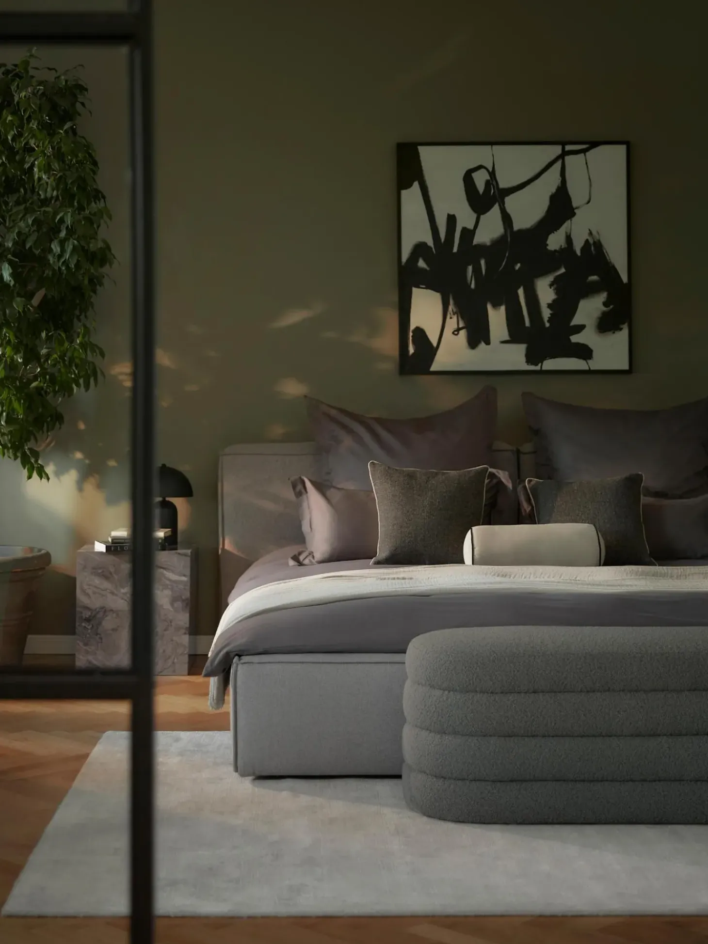 Panca Imbottita In Boucle Alto