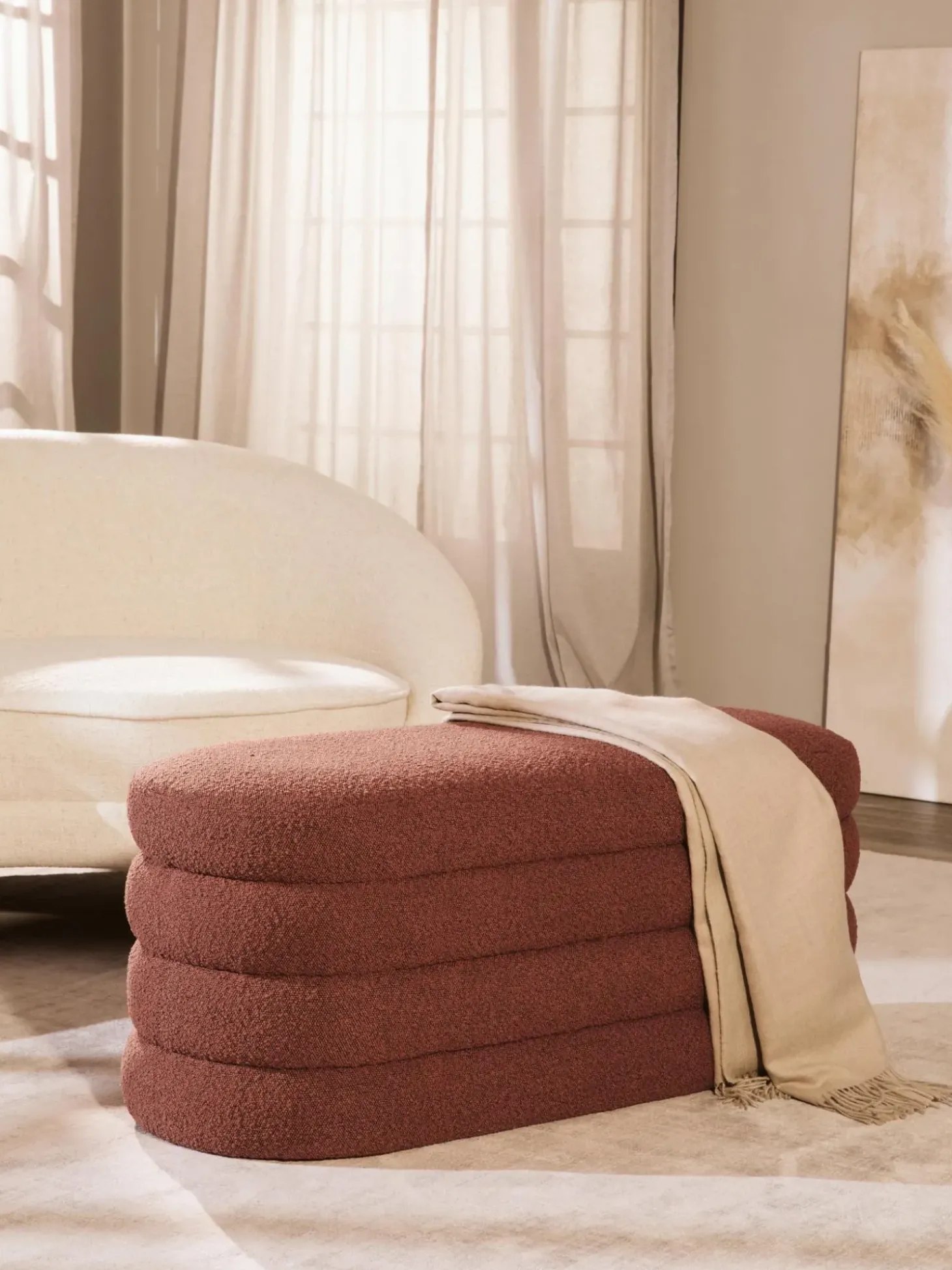 Panca Imbottita In Boucle Alto