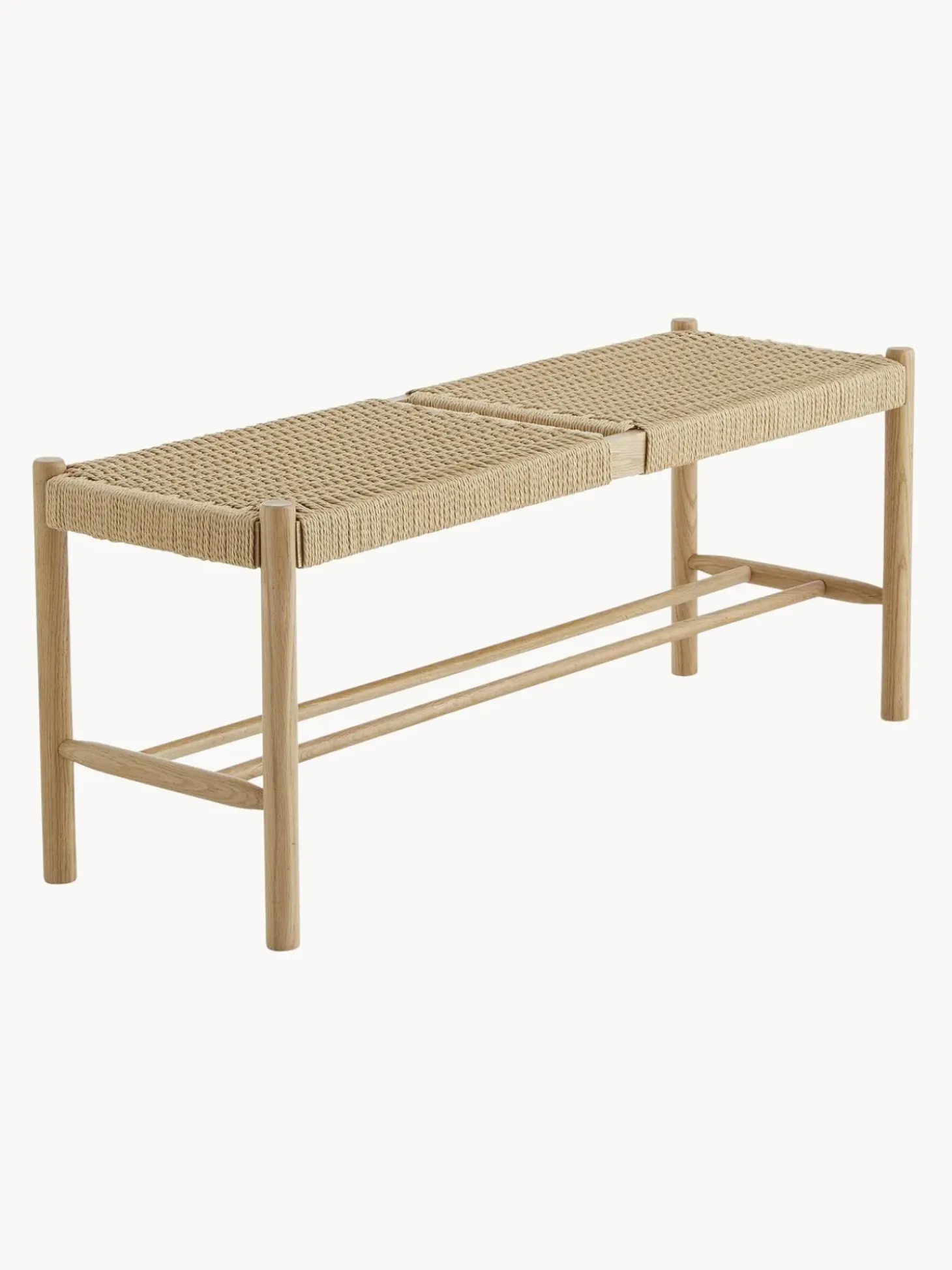 Panca In Legno Con Intreccio Di Giunco Ellan