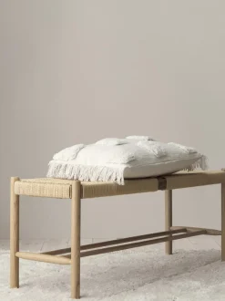 Panca In Legno Con Intreccio Di Giunco Ellan