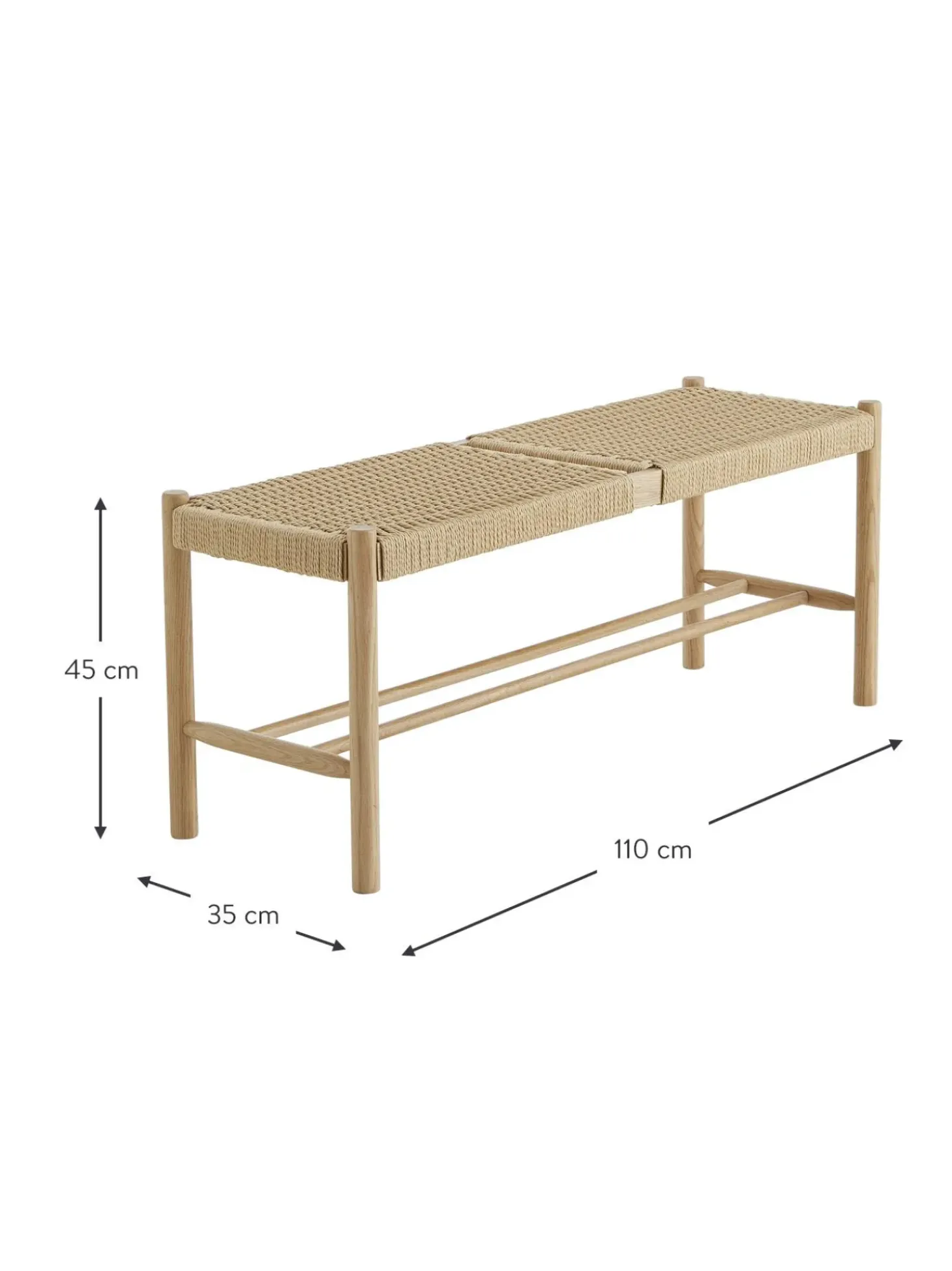 Panca In Legno Con Intreccio Di Giunco Ellan
